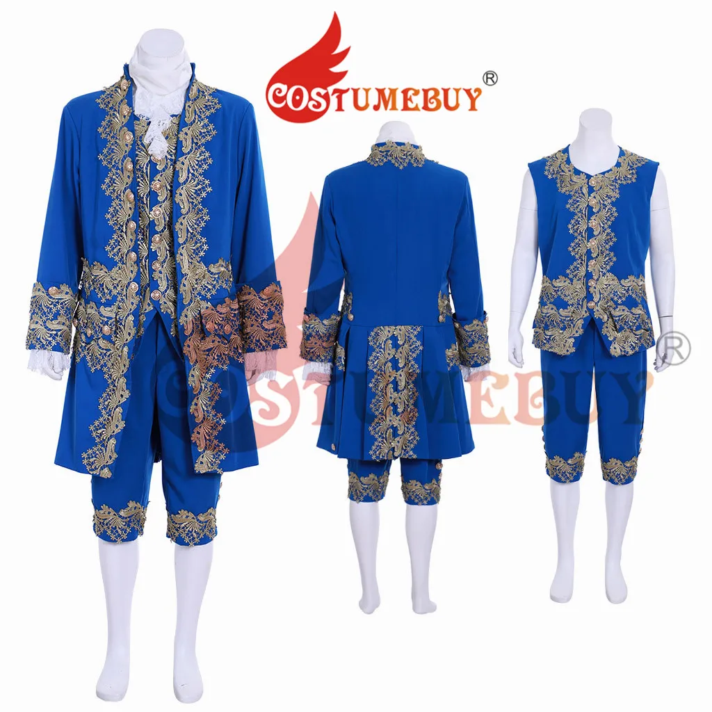 

CostumeBuy 18th Century Rococo Blue Court Suit Adult Colonial Mens Elegant British Suit Marie Antoinettte Costume L320