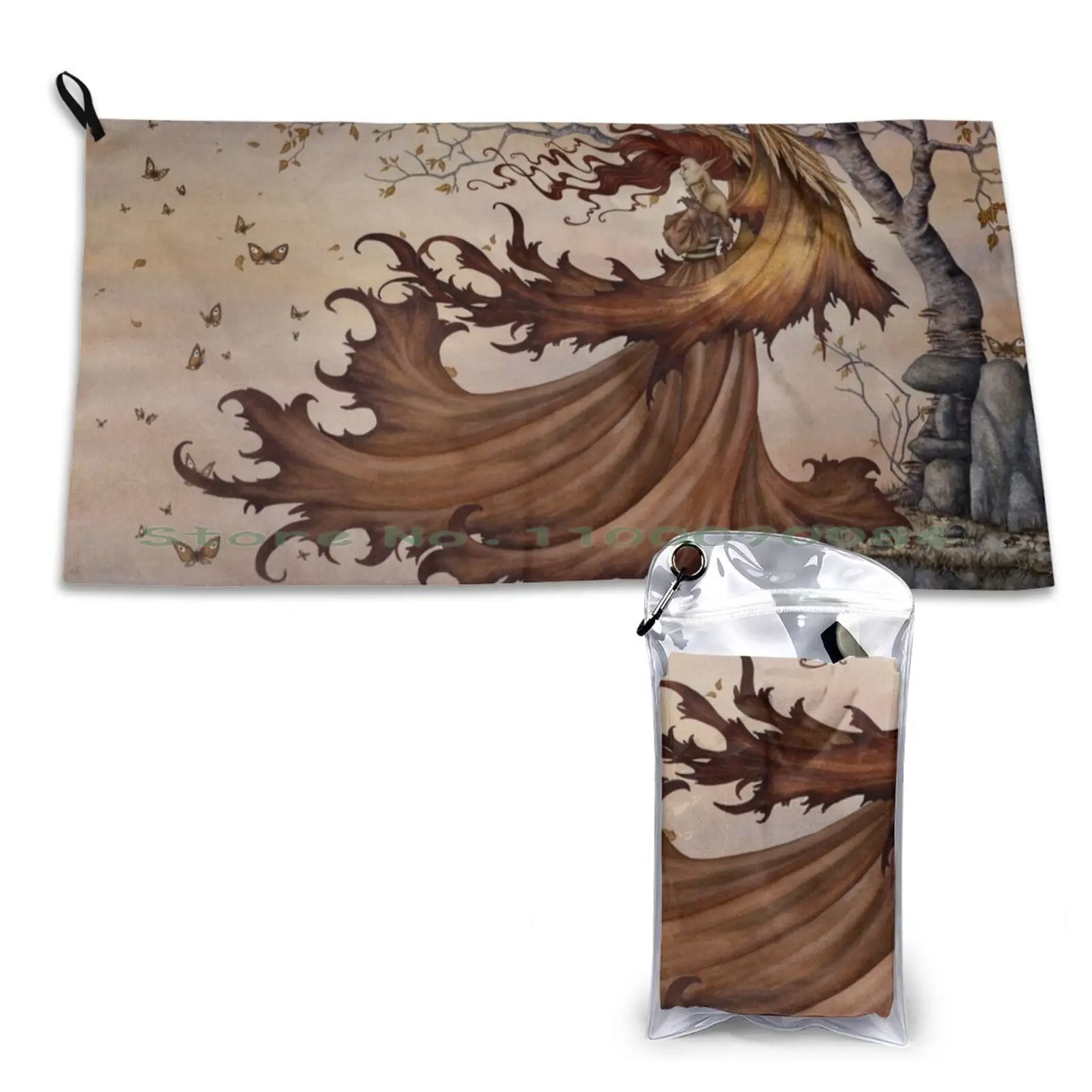 Passage To Autumn Quick Dry Towel Gym Sports Bath Portable Autumn Fall Fairy Faery Amy Brown Soft Sweat-Absorbent Fast Drying