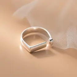VENTFILLE 925 Sterling Silver New Arrival Punk Style Glossy Letter D Geometric Ring For Fashion Girl Party Traveler Jewelry