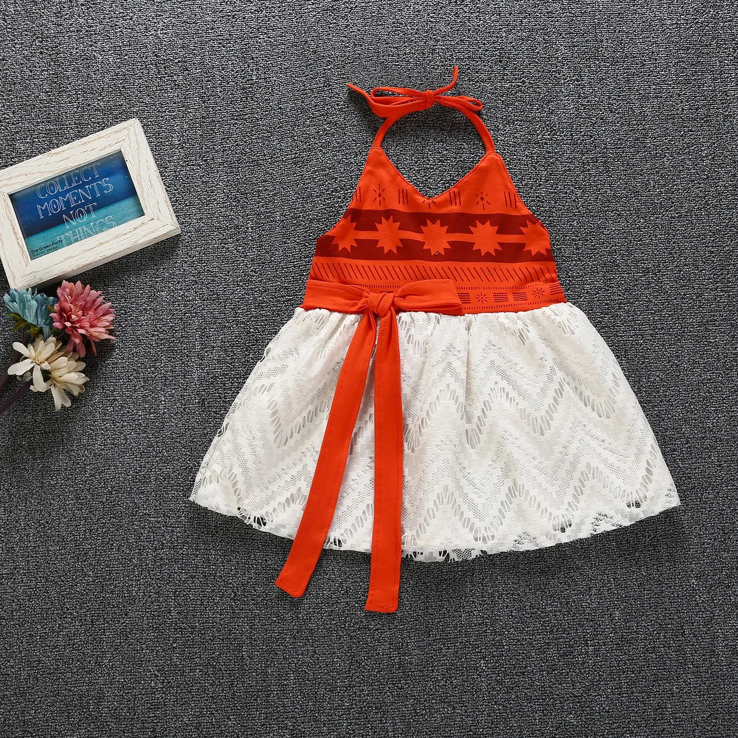 Summer Toddler Girls Moana Dress Up Beautiful Baby Vest Backless Dress Christmas Fancy Costume for Girls Flower Cotton Clothing