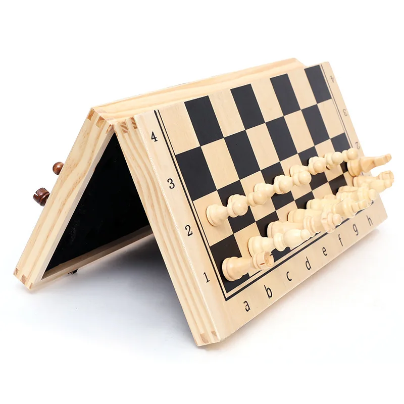 New Magnetic Chess Game Solid Wood Folding High Quality Chess Board Games Panel Wooden Printing  Profesional Entertainment