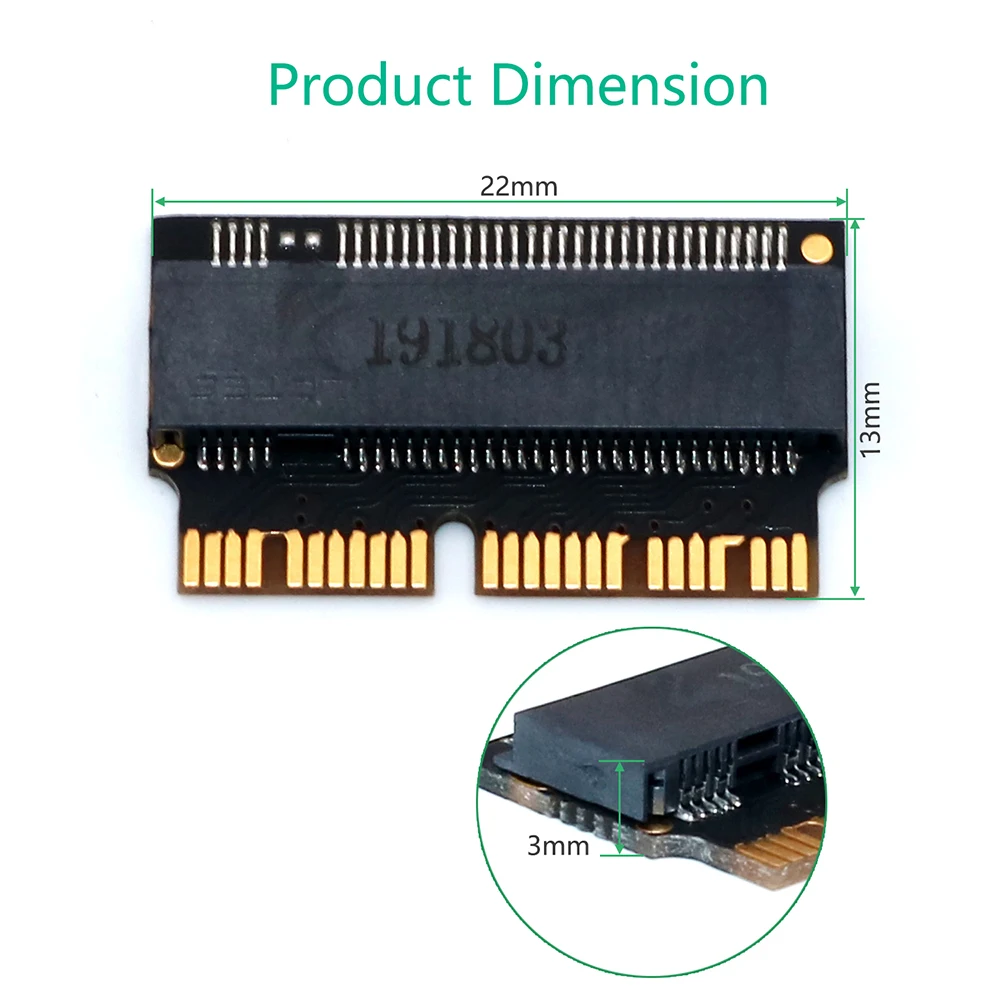 맥북 에어 2013 2014 2015 확장 카드, 맥북 프로 레티나 A1398 용 SSD 어댑터, NVMe PCIe M.2 M 키 SSD, 50 개