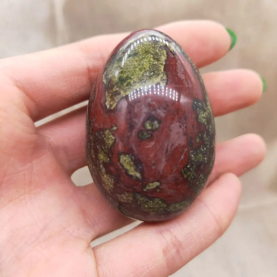 4-5cm 1pc Dragon Blood Stone Egg Shaped Healing Natural Crystal Massage Minerale Gemstone Spiritual Decoration Collection