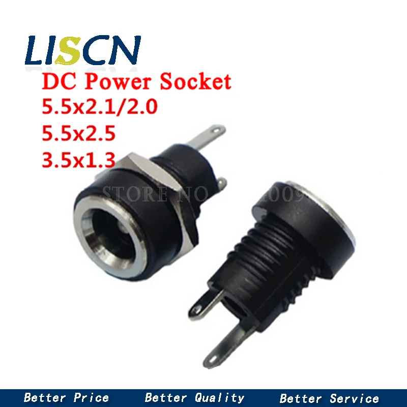 10PCS DC-022B High temperature resistant 5.5 * 2.1mm 5.5 * 2.5mm 3.5 * 1.3mm DC power socket DC power plug male 3.5X1.3mm DC022B