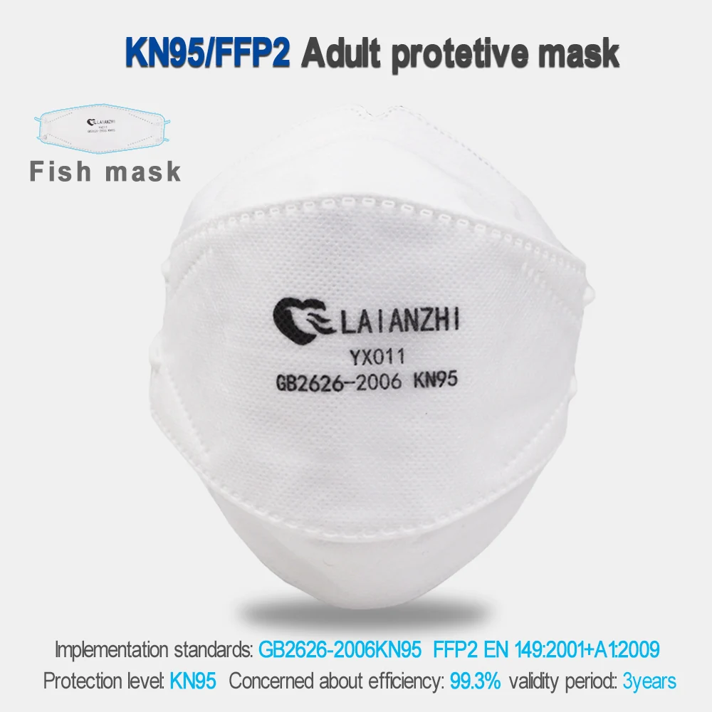 LAIANZHI KN95 FFP2 Fish Mask  Face Masks CE Protective Mask PM2.5 Hygiene Mask High Quality  Sport Mask Respirator Mask Mouth