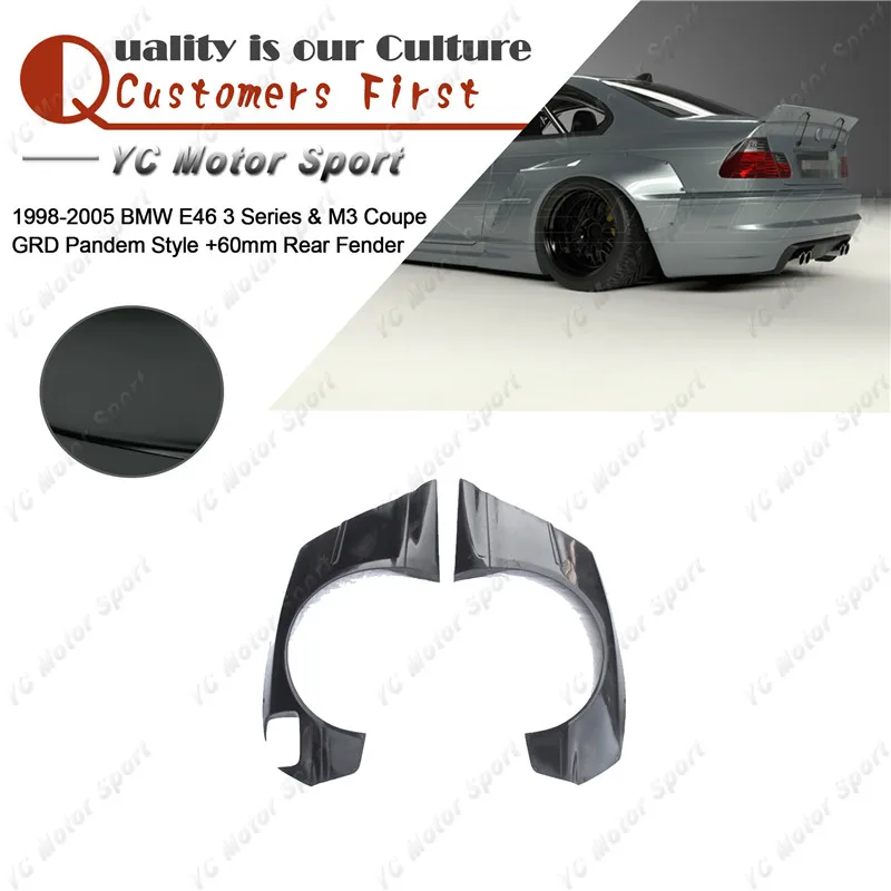 FRP Fiber Glass +60mm Rear Fender Fit For 1998-2005 E46 3 Series & M3 Coupe GRD PD Style Rear Over Fender Flare