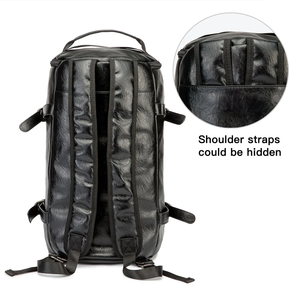 Imagem -02 - Mochila Masculina de Couro Multifuncional Bolsa de Viagem de Alta Capacidade para Bagagem Mochilas Masculinas para Ombro