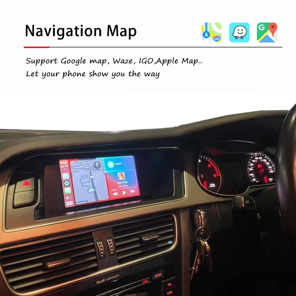 Pantalla de concierto A4 B8 CarPlay para coche, espejo integrado para Android, sin MMI, Control por voz, Siri