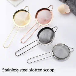 Kitchen Handheld Stainless Steel Screen Mesh Strainer Rose Gold Flour Sieve Cooking Oil  Colander  Tool