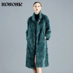 HDHOHR 2024 High Quality New Real Fur Coats Women Long Natural Mink Fur Coats Fashion Warm Winter Short Fur Jackets