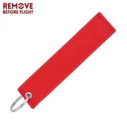 REMOVE BEFORE Flight Keychain for Aviation Gift Promotion Christmas Gifts Red Embroidery Keychains Luggage Tag Plain Key Chain