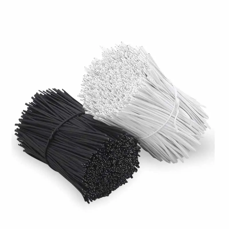 

100Pcs Black White Twist Tie Plastic Shell Reusable Galvanized with Iron Core Bendable Cable Ties 0.75*80-250mm