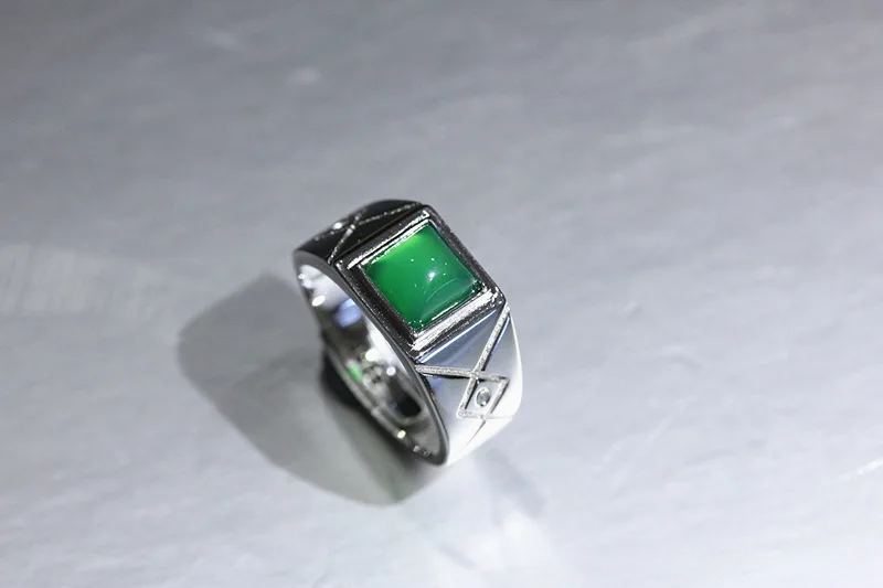 Real 925 sterling silver inlaid chalcedony ring European and American new fashion simple style men's and women's rings