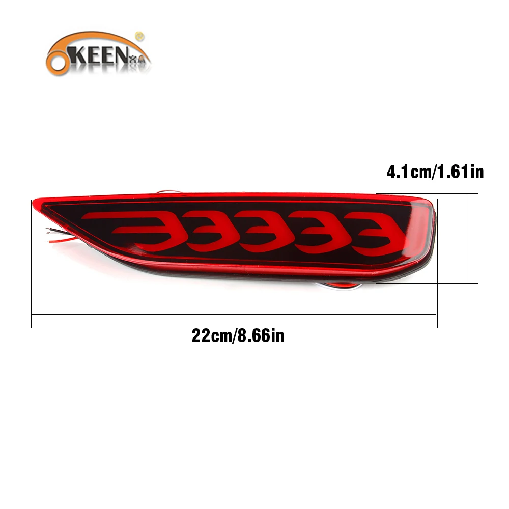 OKEEN 2pcs Car LED Rear Bumper Reflector Light For Mitsubishi X-Pander 2017 2018 2019 Driving Light Brake Light Red Fog Lamp 12V