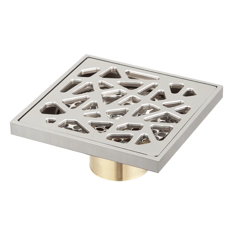 Nickel Bathroom Square Shower Drain Stainless Steel Floor Drainer Trap Waste Grate Round Cover Hair Strainer