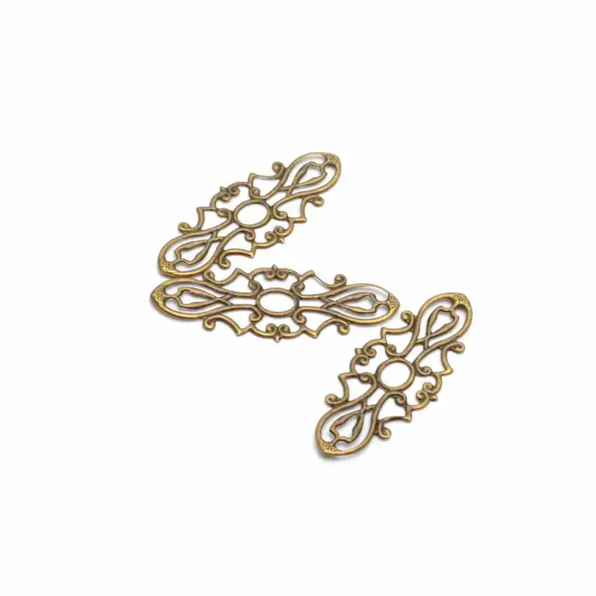20 szt. Antyczne brązowe filigranowe ozdobne elementy łączące, metalowe elementy do rękodzieła, dekoracje na prezenty, elementy do majsterkowania, 3,8x1,5 cm F0368