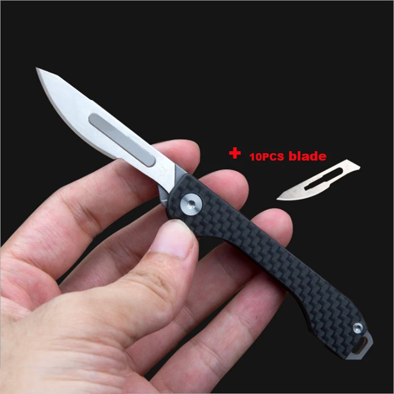 NEW Carbon Fiber Folding Knife EDC Portable Pocket Knifes Emergency Key Medical Folding Knives Surgical Self-defense Survival