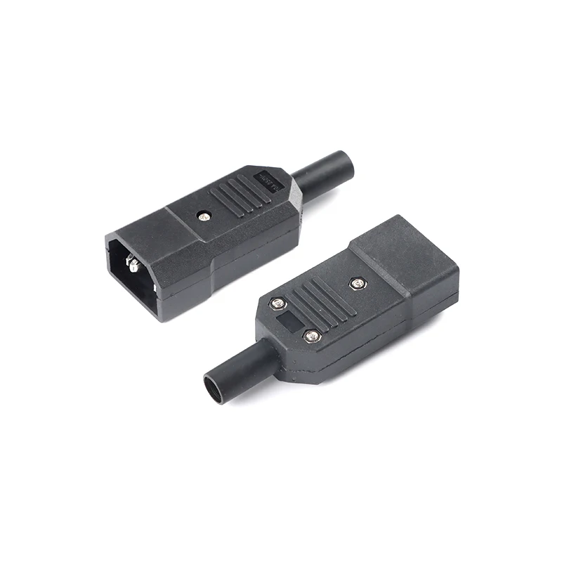 IEC Straight Cable Plug Connector C13 C14  10A 250V Black female&male Plug Rewirable Power Connector 3 pin AC Socket IEC Straig