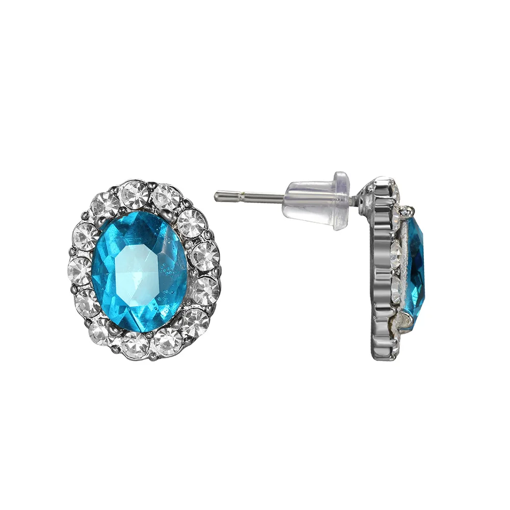 Fashion Luxury 925 Silver Needle Sea Blue Small Zircon Stud Earing Aquamarine Earrings For Women Christmas Gift Korean Jewelry