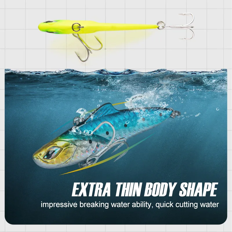 Noeby 70mm 20g Vibration Fishing Lures Artificial Hard Baits Lipless Crankbait Sinking Wobbler for Pike Fishing Lure