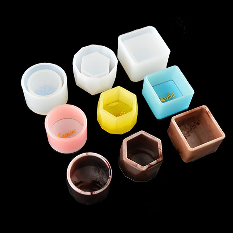 3pcs/set Storage box Silicone Mold Flower Pot Round Square Crystal Jewelry Epoxy UV Gift Box Jewelry Tools Moulds