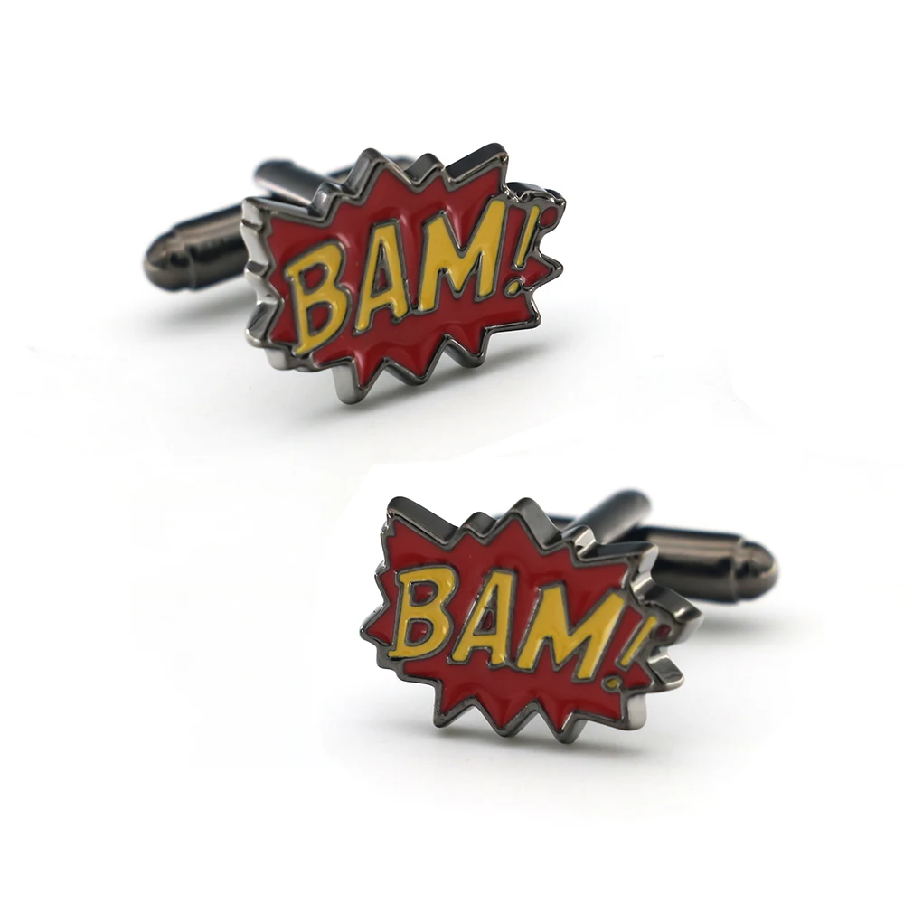 New Arrival BAM Cuff Links Red Color Cute Exploded Cartoon Design Quality Brass Material Men's Novelty Cufflinks Free Shipping