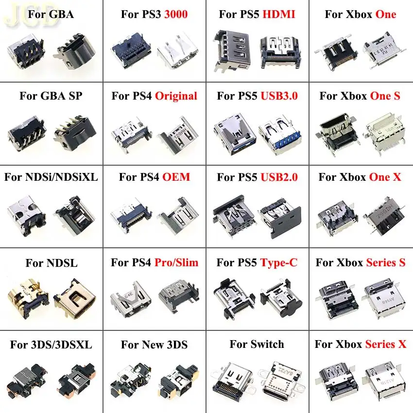 1x HDMI-compatible Charging Port For PS3 PS4 Pro Xbox One Series S X USB2.0/3.0 Type-C Power Jack Socket Connector For P5 Switch