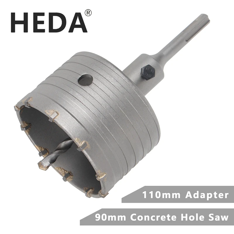 

HEDA 90mm Concrete Tungsten Carbide Alloy Core Hole Saw SDS PLUS Electric Hollow Drill Bit Air Conditioning Pipe Cement Stone