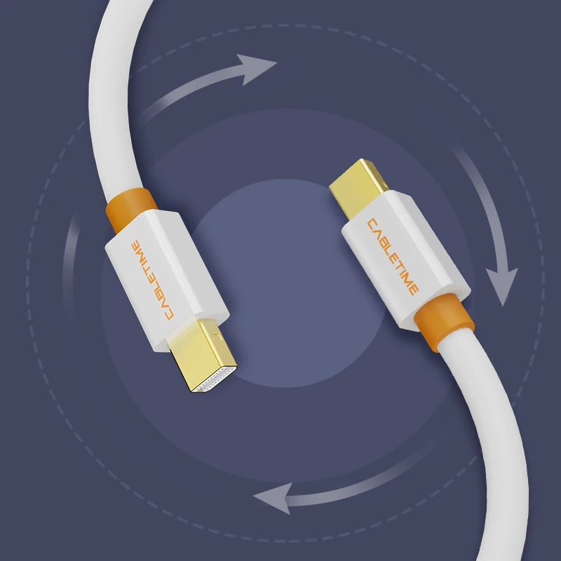 CABLETIME Mini Displayport na Mini DP kabel Mini adapter portu wyświetlacza biały dla Macbook/Mac Lenovo Dell 4K wyświetlacz C051