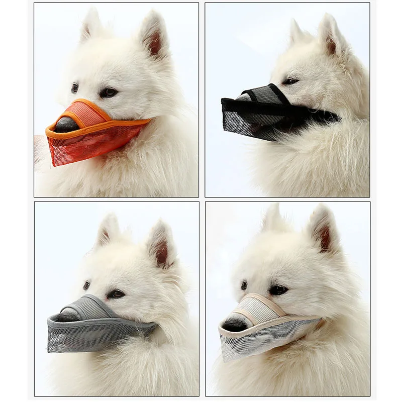 Dog Muzzle Breathable Mesh Anti Barking Pet Muzzles for Large Dogs Adjustable Anti-Biting Puppy Mouth Cover Dog Accessories