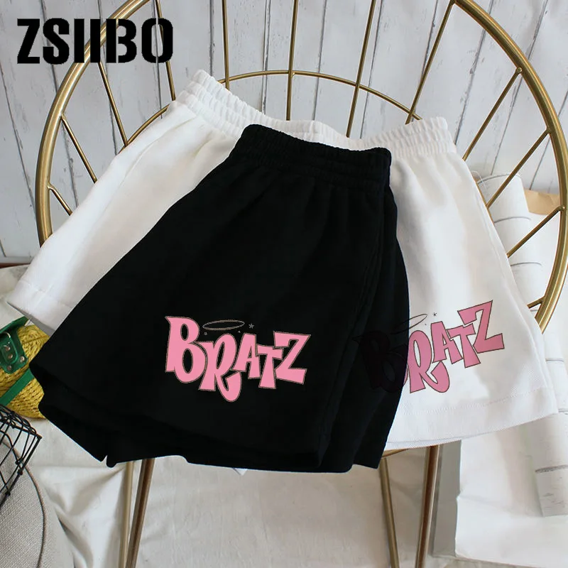 Elastic waist casual beach party hanbok size high waist letter cute printed sports shorts female summer female shorts Shorts Y2k
