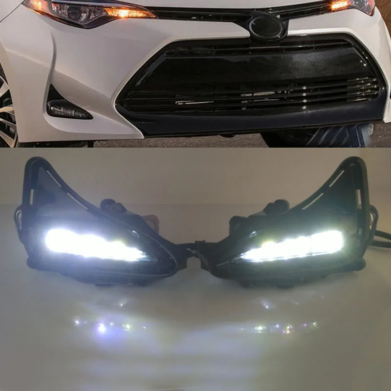 

For 2017 2018 Toyota Corolla LED Daytime running lights Bumper Fog Lights w/Switch+Wiring Harness with switch