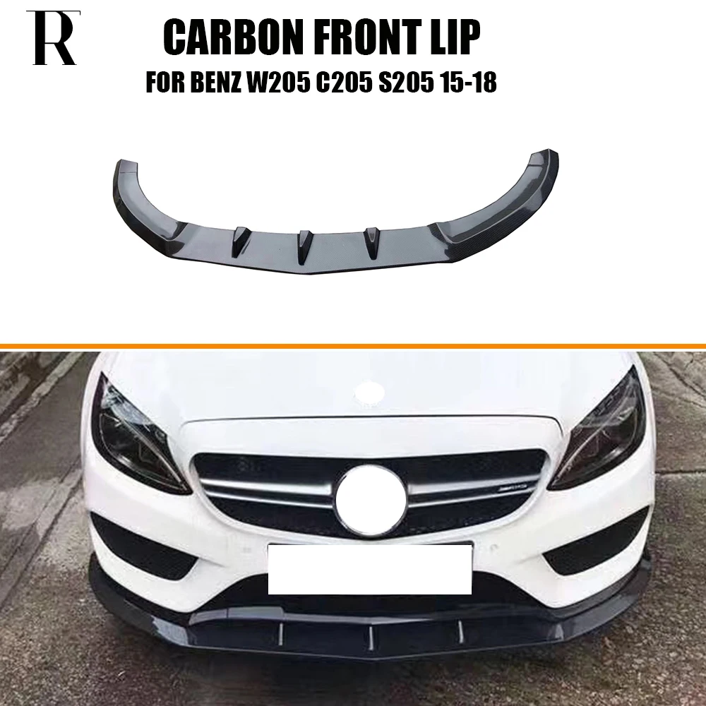 PSM Style Carbon Fiber Front Bumper Chin Lip Splitter for W205 C205 S205 C180 C200 C300 C400 C450 & C43 AMG 2015-2018