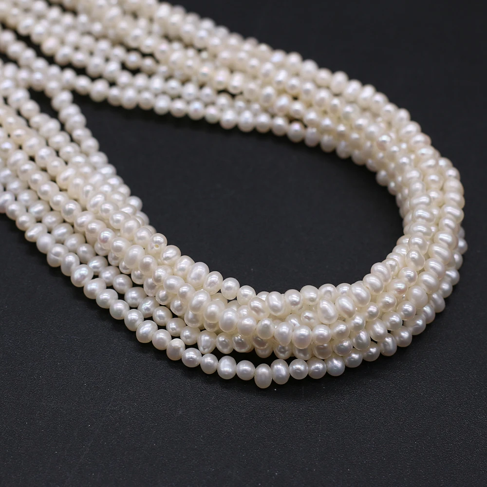 Natural Freshwater Pearl Near Round Beads Punch Loose Pearls For DIY Charm Bracelet Necklace Jewelry Accessories Making 3-3.5mm