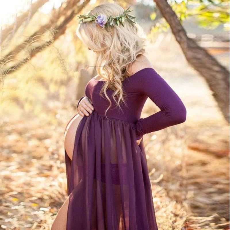 Sexy Summer Maternity Photography Props Pregnancy Long  Dress for Photo Shoot Strapless Maxi Dresses Vestido