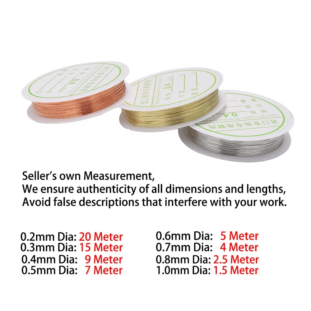 Fio De Cobre De Liga De Ouro para Fazer Jóias, Fio De Metal De Rosca, Contas DIY, Sturdy, Dia 0.2, 0.3, 0.4, 0.5, 0.6, 0.7, 0.8, 1mm, 1 Rolo