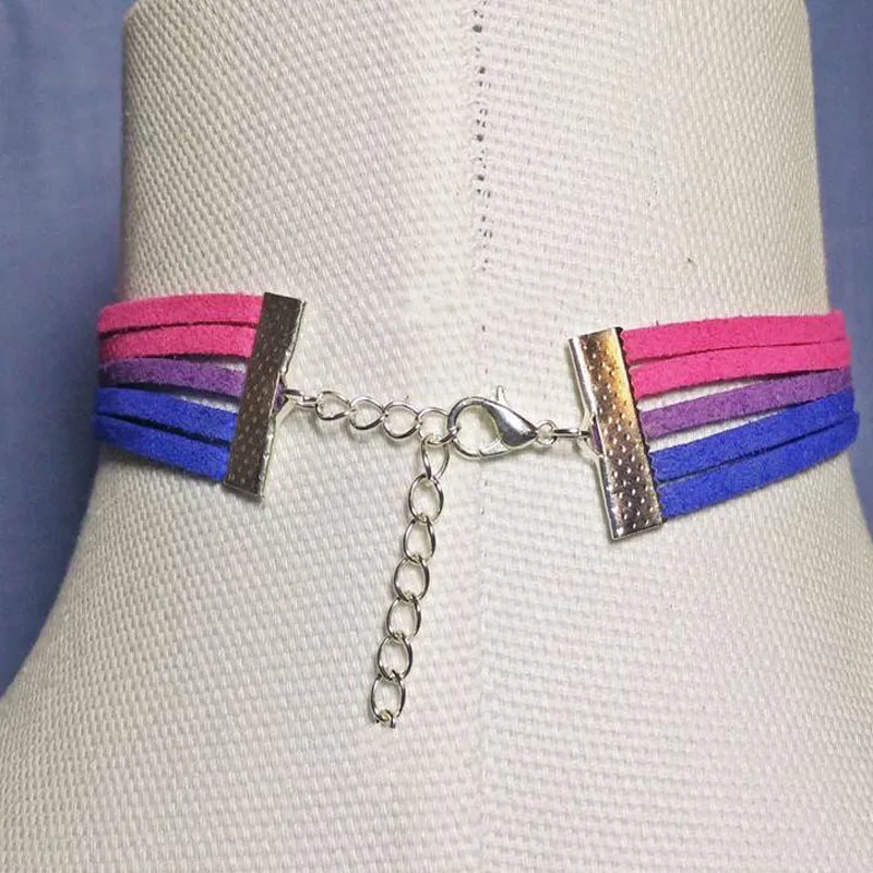 LGBT PRIDE MONTH Day Celebration Faux Suede 5 Strand Love Is Love Unisex Bisexual Pride Choker for All Genders Inclusive