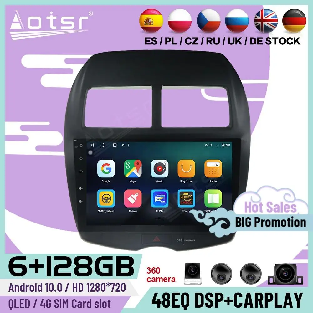 

Стерео плеер Carplay, 6 + 128G, Android, для Mitsubishi ASX 2010, 2011, 2012, 2013, 2014, 2015, 2016, 2017, 2018, GPS, навигация, радио, головное устройство