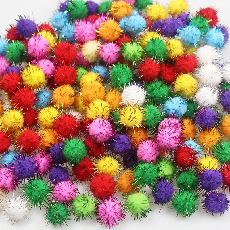 Sequins Pompom Ball Fur Ball Plush Mixed Color Creative Kids Handmade Material Glitter Pompoms Foam Ball DIY Craft Supplies 20g