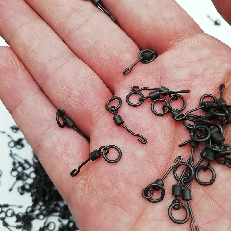 1000Pcs Alloy copper7# Matte Black Quick Change Spinner Rolling Swivel for Ronnie Rig Carp Fishing Tackle Accessories Pesca