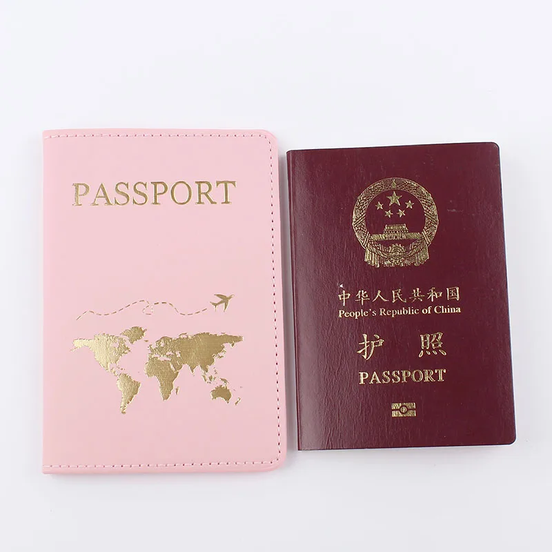 ANKUCOO Lover Couple Passport Cover Hot Stamping World Map Women Men Travel Wedding Passport Cover Holder Fashion Wedding Gift