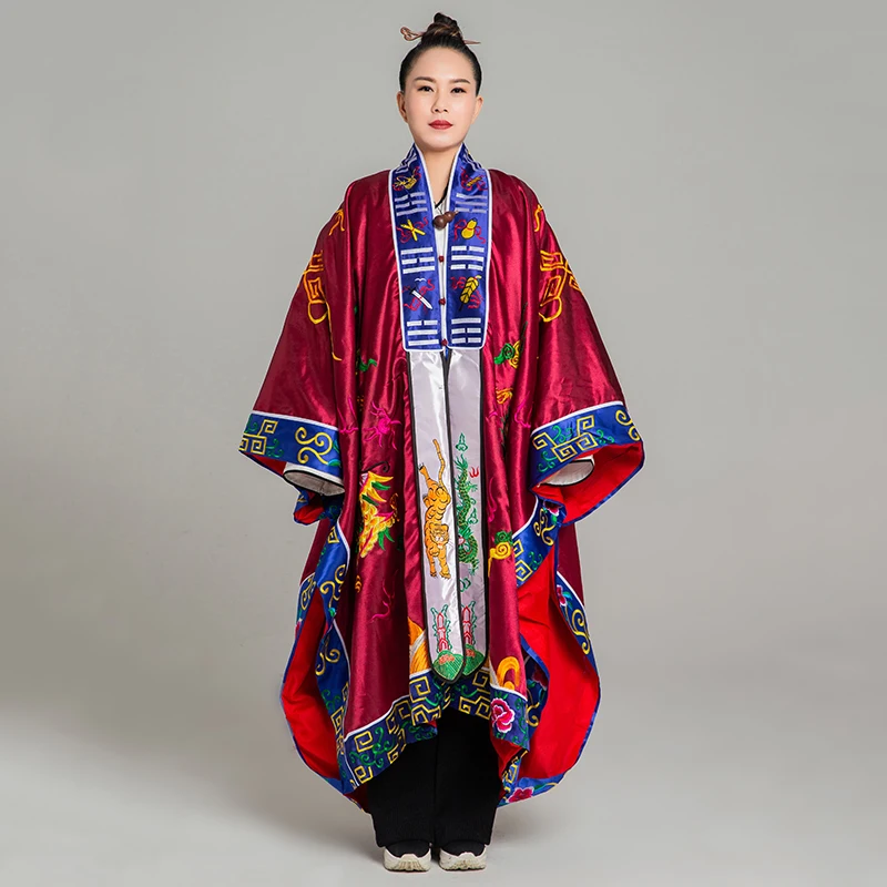 Wu Dang Taoist Bagua Sutra Clothing mage drama robe Cotton silk embroidery role-playing costume Taoist Gown robe Spring Autumn