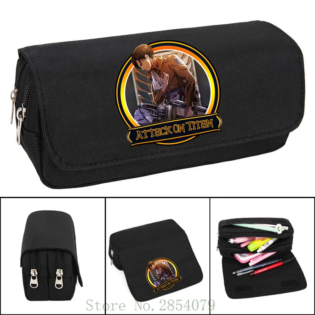 Anime Attack On Titan Pencil Case Cartoon Make up Cosmetic Bag Student Stationery Multi-function flip Bags Pen Bags Gift