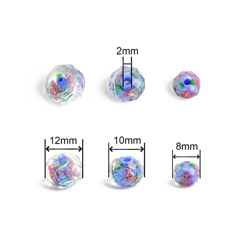 Large Murano Transparent Glass Lampwork Beads for Jewelry Making Women Diy Bracelet Flower Rondelle Faceted Beads