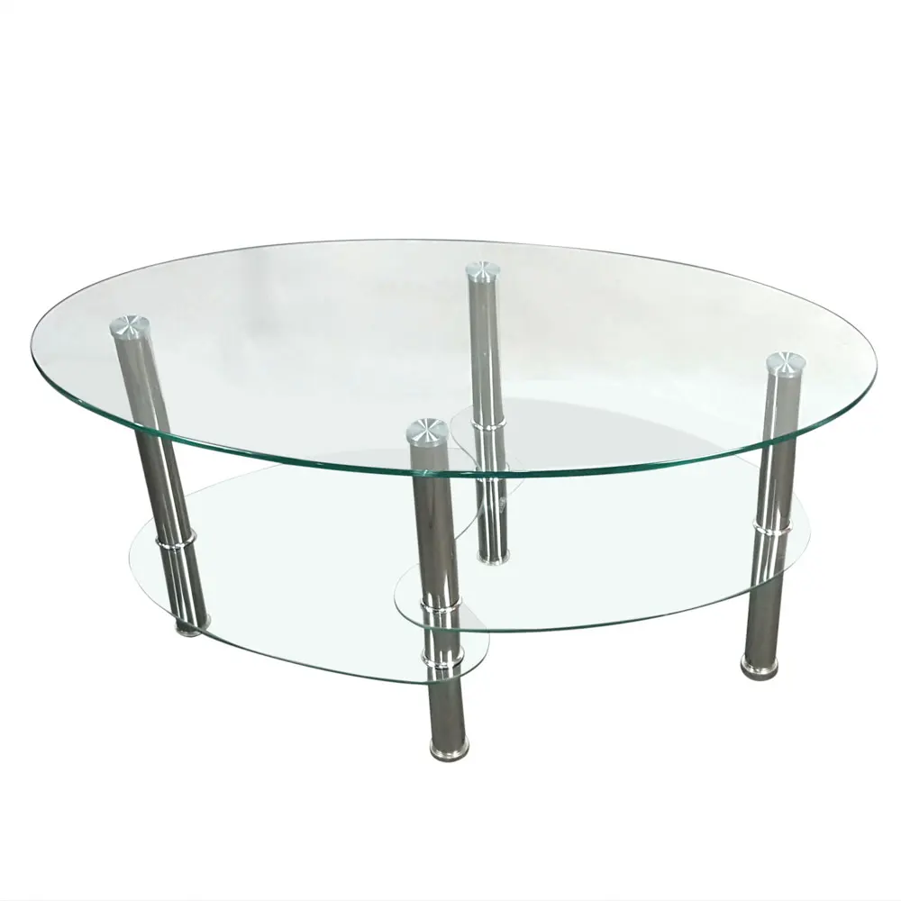 Dual Fishtail Style Tempered Glass Coffee Table Side table End Table  Transparent (90 x 50 x 45)cm