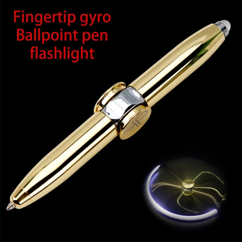 Custom gifts Fingertip gyro multi-function rotating luminous metal pen LED lamp decompression finger gyro pen Groomsmen gift