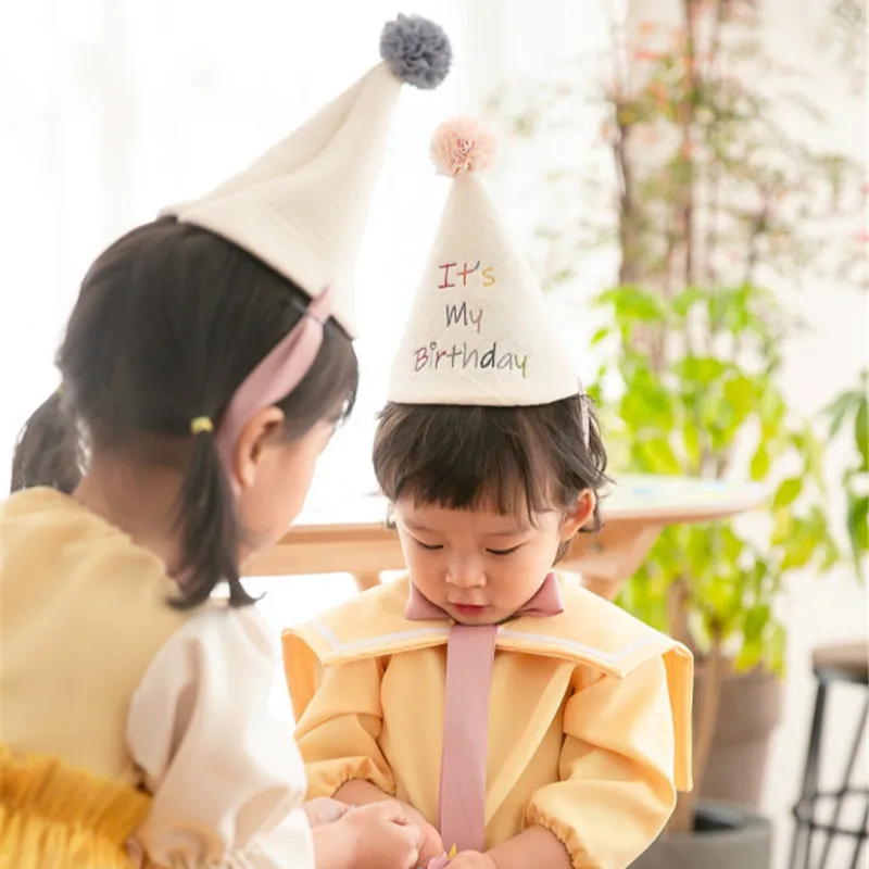 Sombrero de cumpleaños de estilo coreano para bebé, gorros de fiesta de Príncipe y Princesa, accesorios para decoración de fotografía