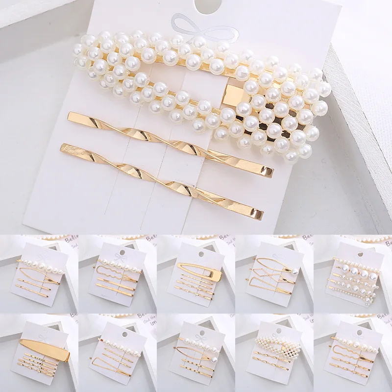 2020 New Ins Pearl Hairpins One Character Clip Women Girls Trendy Headwear Barrettes Fashion Hair Accessories Hairgrip Wholesale