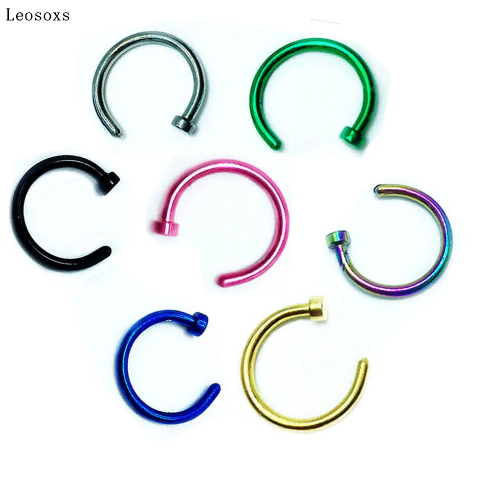 Leosoxs-Clavos de Nariz de acero inoxidable tipo C, hipoalergénicos, anillos de nariz europeos y americanos, accesorios para Piercing, 2 unidades