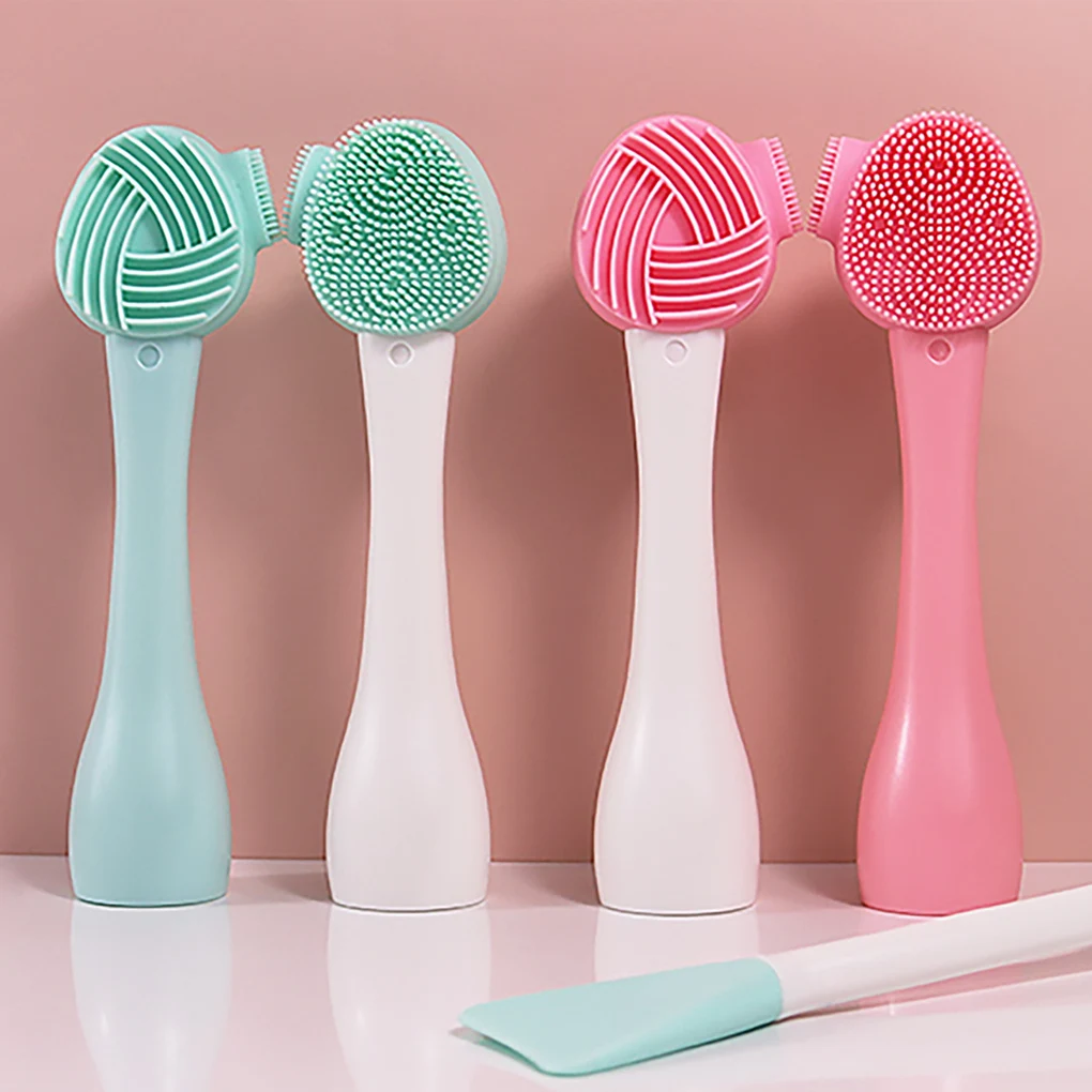 Portable Silicone Facial Cleanser Brush Double Side Soft Hair Face Massage Washing Brush Blackhead Remover Skin Care Tool